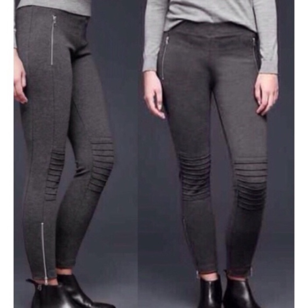 Gap Ponte Sculpt Moto Charcoal Leggings